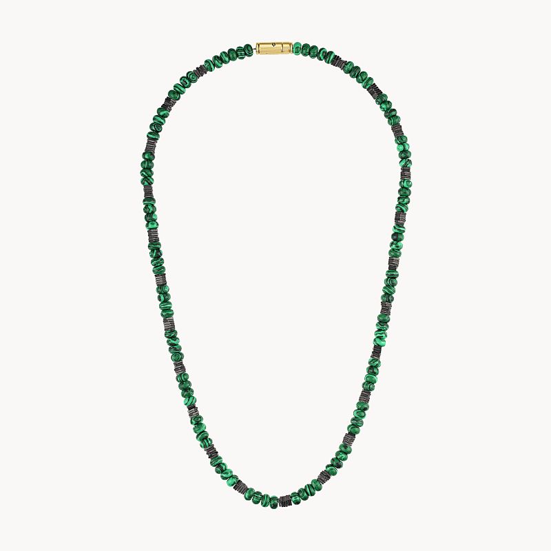Classic Malachite and Hematite beaded necklace from the Classic Malachite and Hematite beaded necklace from the